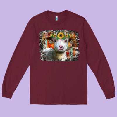 Sunflower Sheep Long Sleeve Tee Designed By Racoondesign