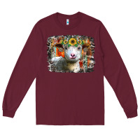Burgundy sunflower sheep Long Sleeve Tee - RacoonDesign