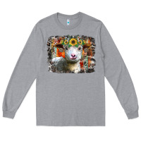 Heather Grey sunflower sheep Long Sleeve Tee - RacoonDesign