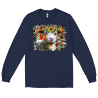 Navy sunflower sheep Long Sleeve Tee - RacoonDesign