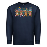 Navy easter day baby highland cow Premium Sweatshirt - MaliasSmallBusiness