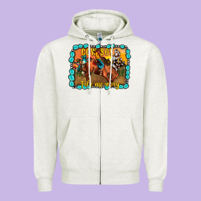 Cowboy Take Me Away Zipper Hoodie Designed By Jahusdesignshop