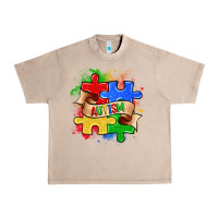 French Oak autism puzzle pieces Urban Heavy Tee - Zillion Design Studio