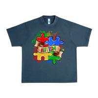 Midnight Navy autism puzzle pieces Urban Heavy Tee - Zillion Design Studio