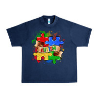 Navy autism puzzle pieces Urban Heavy Tee - Zillion Design Studio
