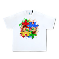 White autism puzzle pieces Urban Heavy Tee - Zillion Design Studio