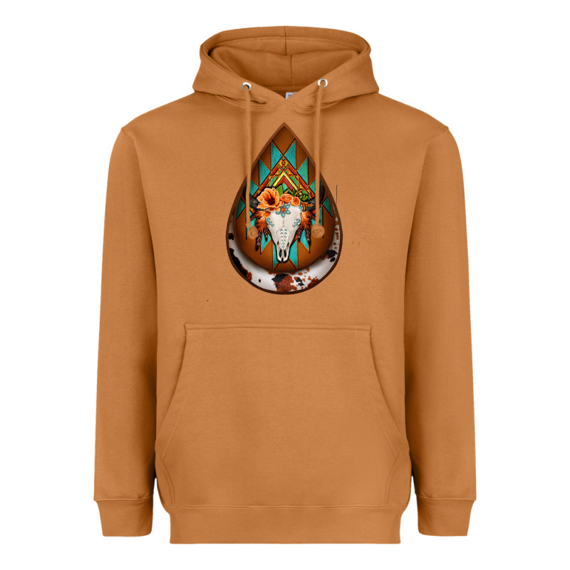 Aztec Bullskull Teardrop Earrings Heavyweight Hoodie by Jasminsmagicworld | Teevron