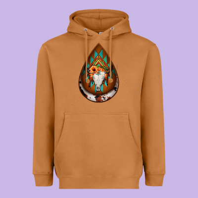Aztec Bullskull Teardrop Earrings Heavyweight Hoodie Designed By Jasminsmagicworld