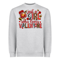 Heather Grey just a girl who loves valentine Heavyweight Sweatshirt - texasbilliewilder
