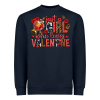 Navy just a girl who loves valentine Heavyweight Sweatshirt - texasbilliewilder