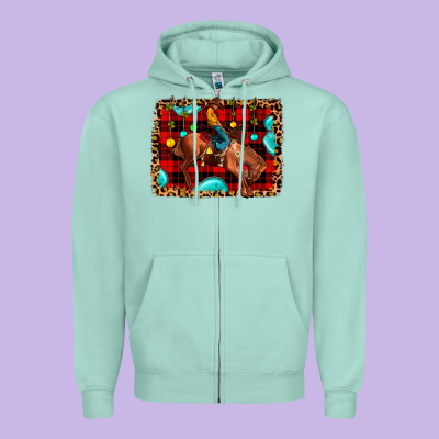 Christmas Rodeo Cowboy Zipper Hoodie Designed By Jahusdesignshop