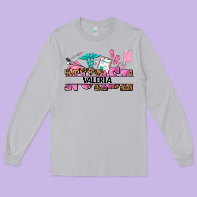 Nurse Custom Name Long Sleeve Tee Designed By Adodesignshop