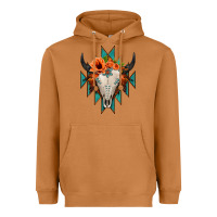 Meerkat Aztec Turquoise Bull Skull Heavyweight Hoodie - Jasminsmagicworld
