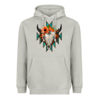 Moon Dust Aztec Turquoise Bull Skull Heavyweight Hoodie - Jasminsmagicworld