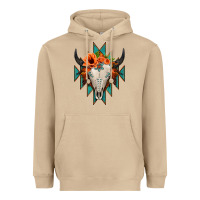 Mushroom Aztec Turquoise Bull Skull Heavyweight Hoodie - Jasminsmagicworld