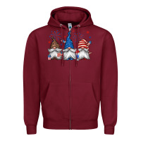 Burgundy 4th of july gnomes Zipper Hoodie - Jasminsmagicworld