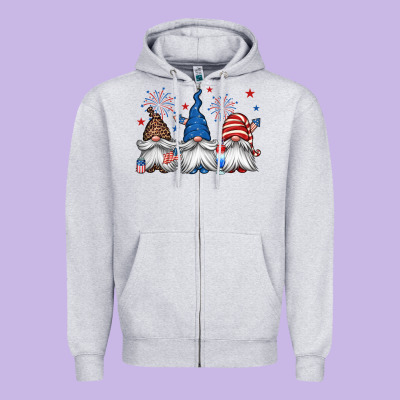 4th Of July Gnomes Zipper Hoodie Designed By Jasminsmagicworld