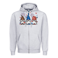 Heather Grey 4th of july gnomes Zipper Hoodie - Jasminsmagicworld