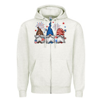 Oatmeal Heather 4th of july gnomes Zipper Hoodie - Jasminsmagicworld