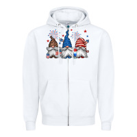 White 4th of july gnomes Zipper Hoodie - Jasminsmagicworld