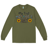 Army Green my first mother's day Long Sleeve Tee - CowhideDigitalArt
