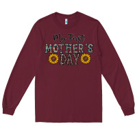 Burgundy my first mother's day Long Sleeve Tee - CowhideDigitalArt