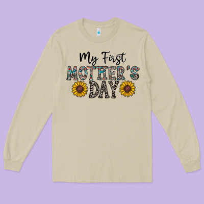 My First Mother's Day Long Sleeve Tee Designed By Cowhidedigitalart