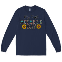 Navy my first mother's day Long Sleeve Tee - CowhideDigitalArt