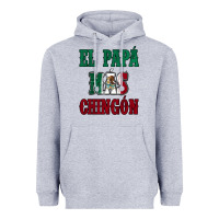 Heather Grey El Papa Mas Chingon Mexican Flag Heavyweight Hoodie - Jasminsmagicworld