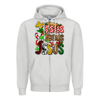 Dove Grey jesus jesus jesus Zipper Hoodie - AdoDesignShop