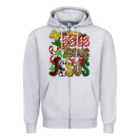 Heather Grey jesus jesus jesus Zipper Hoodie - AdoDesignShop