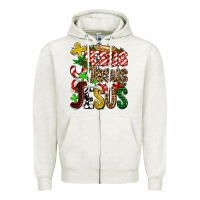 Oatmeal Heather jesus jesus jesus Zipper Hoodie - AdoDesignShop