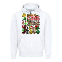 White jesus jesus jesus Zipper Hoodie - AdoDesignShop