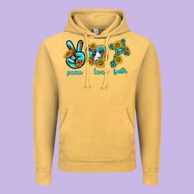 Peace Love Faith Vintage Hoodie Designed By Texasbilliewilder