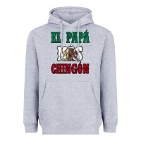 Heather Grey El Papa Mas Chingon Mexican Flag Heavyweight Hoodie - Jasminsmagicworld