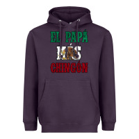 Plum El Papa Mas Chingon Mexican Flag Heavyweight Hoodie - Jasminsmagicworld