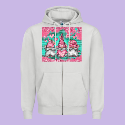 Valentines Day Gnomes Zipper Hoodie Designed By Jasminsmagicworld