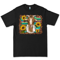 Black goat daisy sunflowers leopard serape glitter Premium Tee - Artiststas