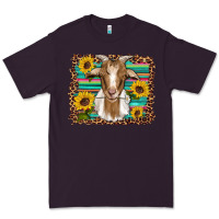 Plum goat daisy sunflowers leopard serape glitter Premium Tee - Artiststas