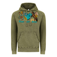 Vintage Olive peace love horses tbw Vintage Hoodie - texasbilliewilder