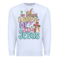 White no bunny loves me like jesus Premium Sweatshirt - MaliasSmallBusiness