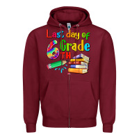Burgundy last day of sixth grade Zipper Hoodie - Artiststas