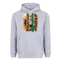 Heather Grey Leopard Sunflower Brush Strokes Heavyweight Hoodie - Jasminsmagicworld