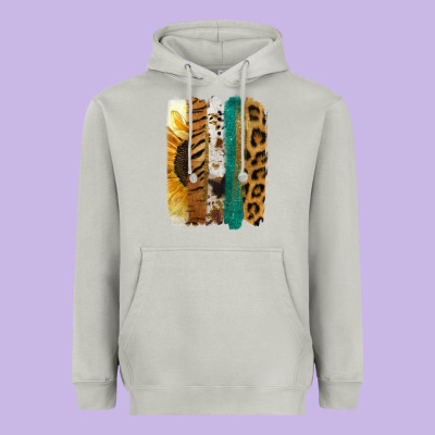 Leopard Sunflower Brush Strokes Heavyweight Hoodie Designed By Jasminsmagicworld