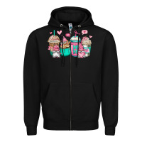 Black valentines day gnomes coffee cups Zipper Hoodie - Jasminsmagicworld