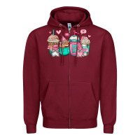 Burgundy valentines day gnomes coffee cups Zipper Hoodie - Jasminsmagicworld