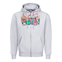 Heather Grey valentines day gnomes coffee cups Zipper Hoodie - Jasminsmagicworld