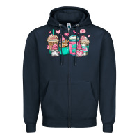 Navy valentines day gnomes coffee cups Zipper Hoodie - Jasminsmagicworld