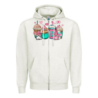 Oatmeal Heather valentines day gnomes coffee cups Zipper Hoodie - Jasminsmagicworld