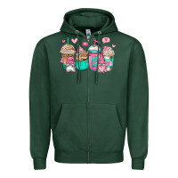 Sports Green valentines day gnomes coffee cups Zipper Hoodie - Jasminsmagicworld